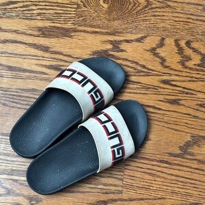 Gucci Black, White & Red Logo Slide Sandals